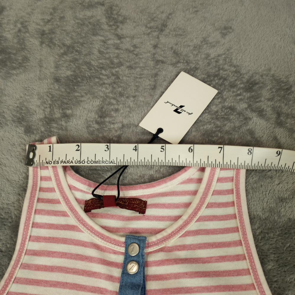 7 For All Mankind Women's Tank Top Shirt triped Pink and Blue Small NWT - Picture 4 of 13